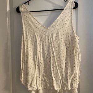 Old Navy Cream and Black Polka Dot Tank Top